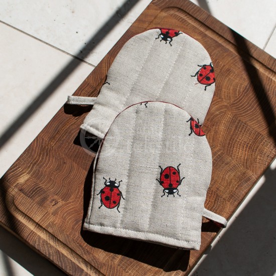 Colourful half-linen pot holder "Ladybug"